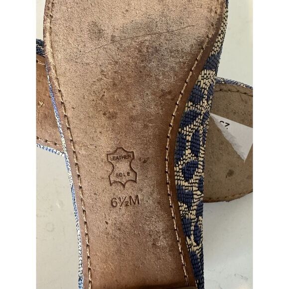 TORY BURCH AADEN Ballet Flat Leopard Raffia Leather Gold Logo Women's US 6.5 - Picture 6 of 8